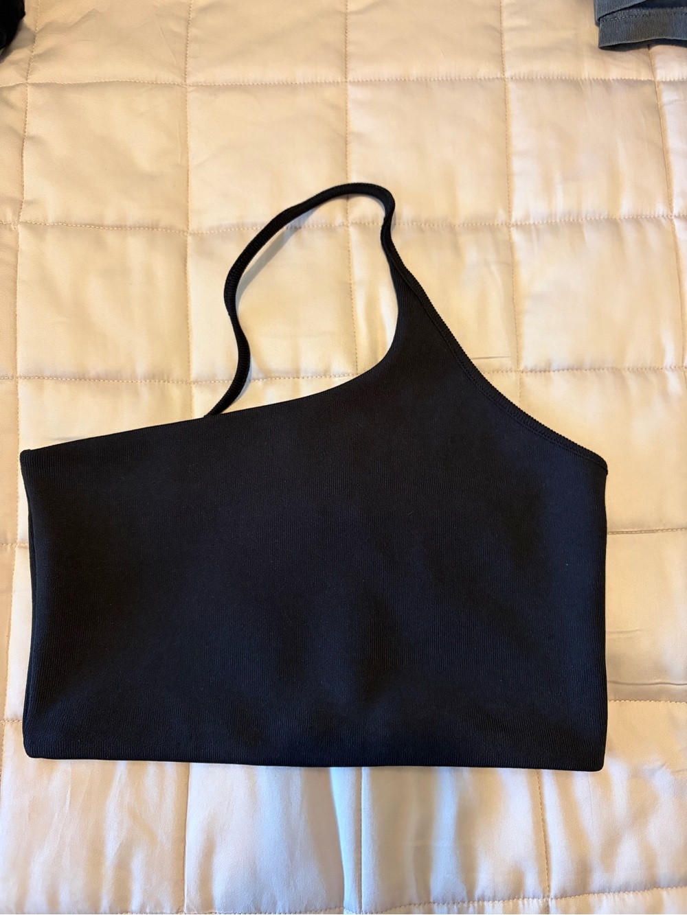 Zara Black Asymmetric One-Shoulder Crop Top